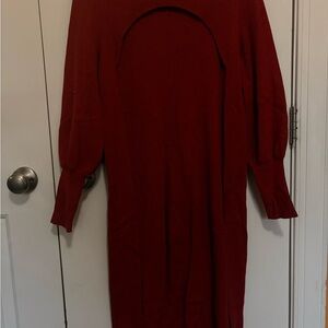Red Long Sleeve Knit Cardigan